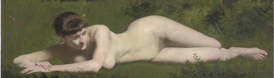 Frank Duveneck - Reclining nude on the riverbank