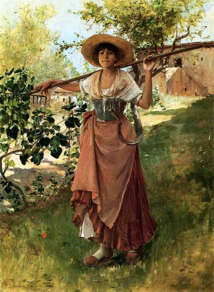 Italian Girl with Rake