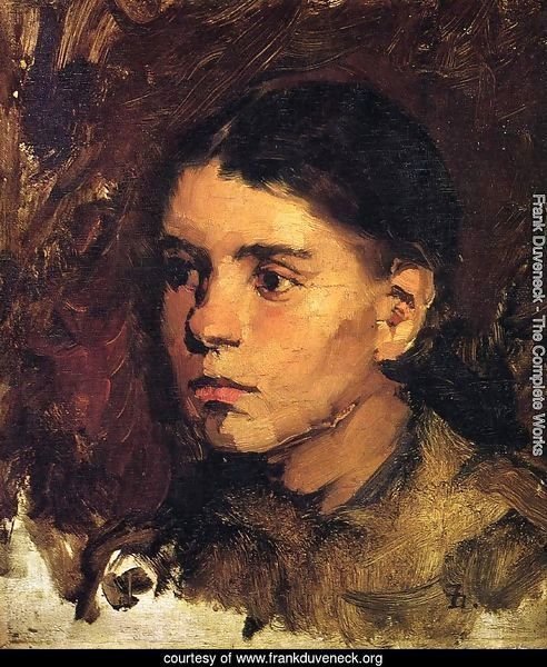 Head of a Young Girl I by Frank Duveneck | Oil Painting | frankduveneck.org